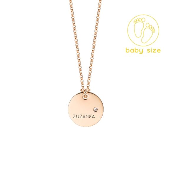 Medailón s diamantom na detskej retiazke - ružové zlato